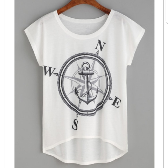 A.ROSE Tops - ⚠️ only one left ⚠️ Compass And Anchor Print Top